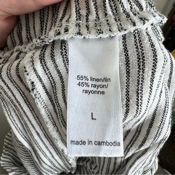 Maurice’s Paper Bag Linen Blend Pant Seersucker Stripe White - Picture 6 of 6